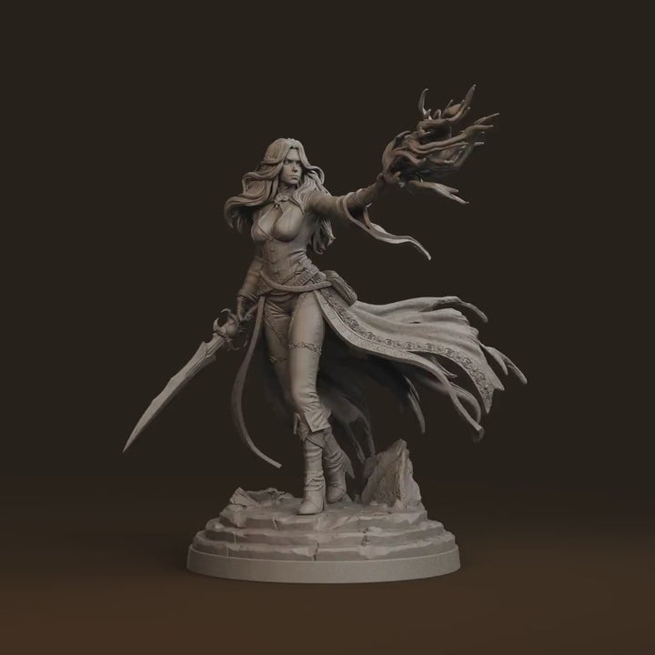 Female Warlock Unpainted Miniature, Malyra Eldritch Warlock, PaintedOrNot Original Resin Mini for DnD 5E