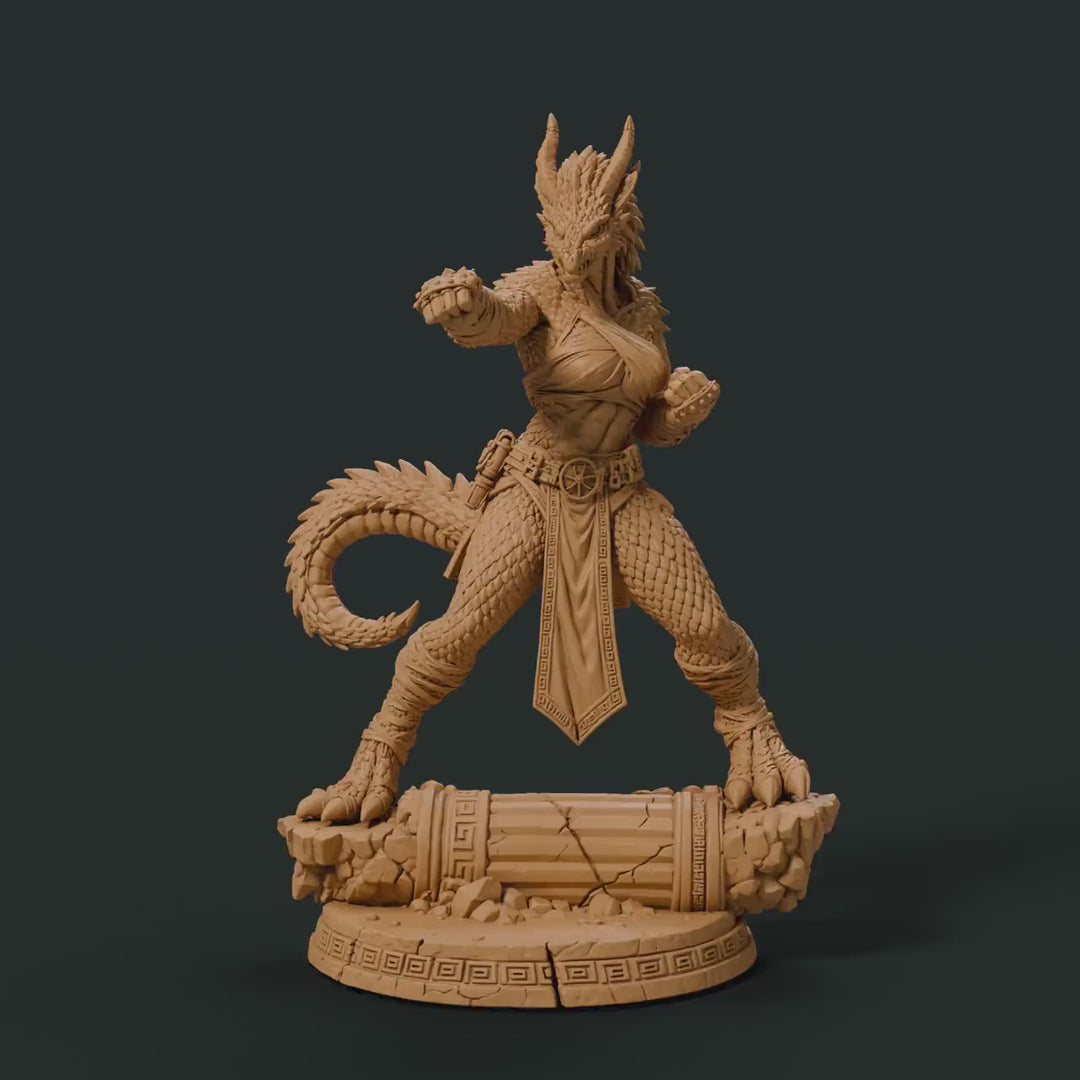 Female Bronze Dragonborn Monk Miniature | Kaevrisa Open Hand Monk | UNPAINTED Resin DnD Pathfinder