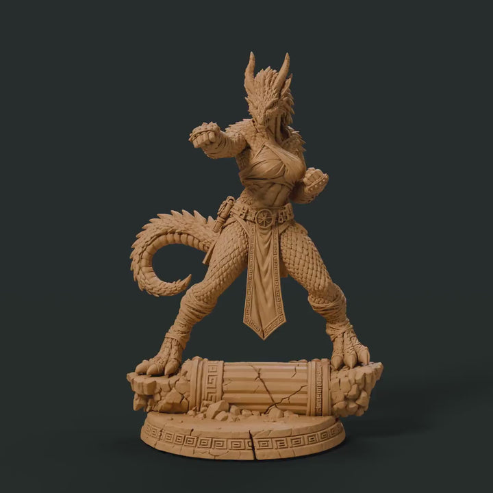 Female Bronze Dragonborn Monk Miniature | Kaevrisa Open Hand Monk | UNPAINTED Resin DnD Pathfinder