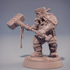 Dwarf Fighter | Dwarf | Miniatures | Maul | Fighter | Dungeons and Dragons | 28mm and 32mm | Pathfinder | Figure for Painting|