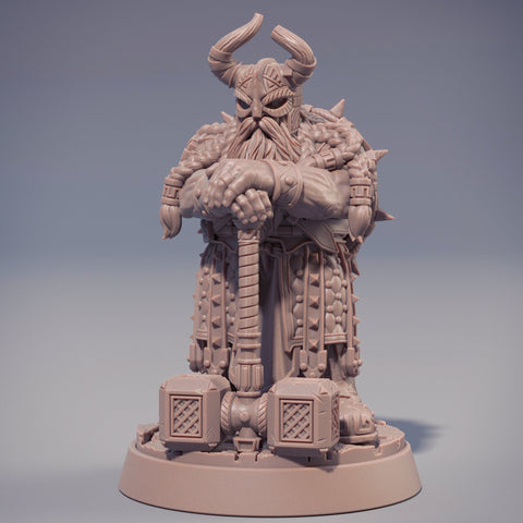 Dwarf Fighter | Dwarf | Hammer & Shield | Dungeons and Dragons | 28mm, 32mm and 75mm Scale| Pathfinder | Figure for Painting