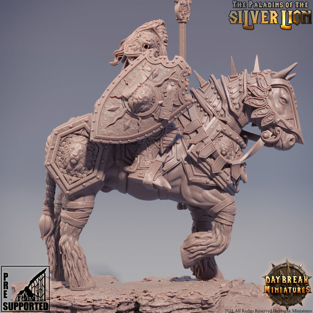 Paladin | Mounted Female Knight  | Miniature | Heavy Armor | Dungeons and Dragons | 28mm Scale | 32mm scale | Pathfinder | AOS ||