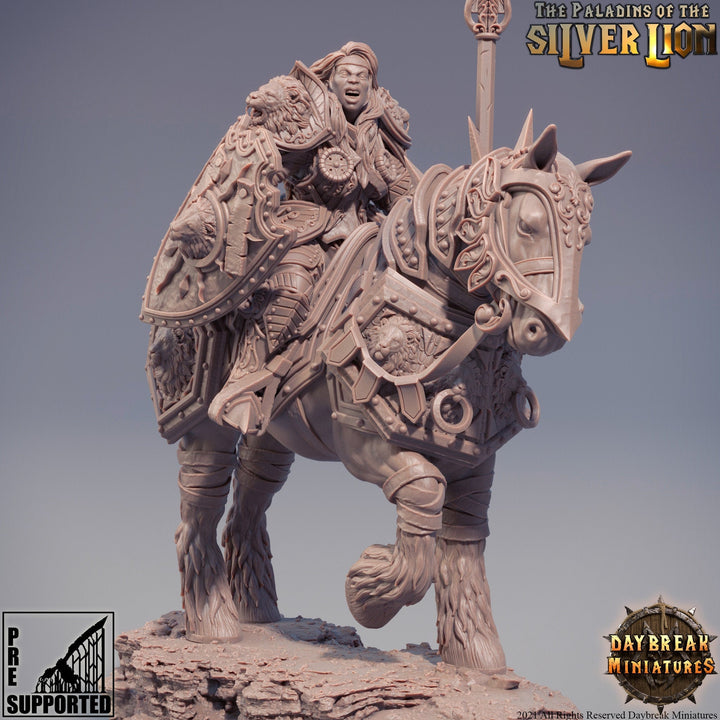 Paladin | Mounted Female Knight  | Miniature | Heavy Armor | Dungeons and Dragons | 28mm Scale | 32mm scale | Pathfinder | AOS ||