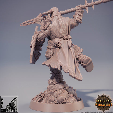 Evil Fighter Spear and Shield | Blood Warriors | 28mm, 32mm, 75mm | Miniature | Dungeons and Dragons | Pathfinder | DnD