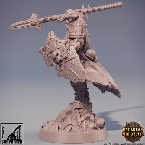 Evil Fighter Spear and Shield | Blood Warriors | 28mm, 32mm, 75mm | Miniature | Dungeons and Dragons | Pathfinder | DnD