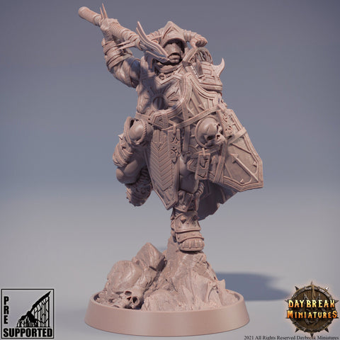 Evil Fighter Spear and Shield | Blood Warriors | 28mm, 32mm, 75mm | Miniature | Dungeons and Dragons | Pathfinder | DnD