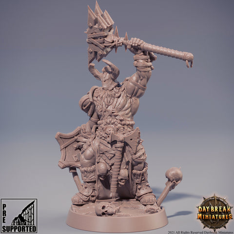 Evil Fighter Mace and Shield | Blood Warriors | 28mm, 32mm, 75mm | Miniature | Dungeons and Dragons | Pathfinder | DnD
