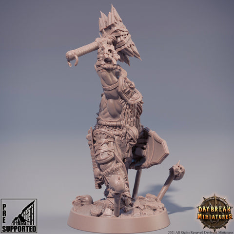 Evil Fighter Mace and Shield | Blood Warriors | 28mm, 32mm, 75mm | Miniature | Dungeons and Dragons | Pathfinder | DnD