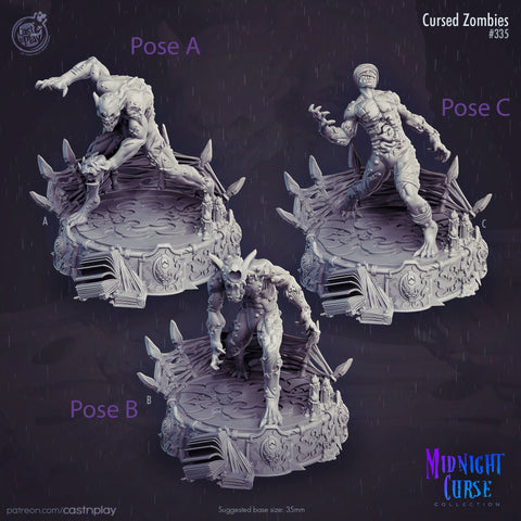 Cursed Zombies - | 28mm and 32mm Scale | Zombie Miniature | Dungeons and Dragons Miniatures Undead | Pathfinder Miniatures | Figurine | Mini