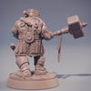 Dwarf Fighter | Dwarf | Miniatures | Maul | Fighter | Dungeons and Dragons | 28mm and 32mm | Pathfinder | Figure for Painting|