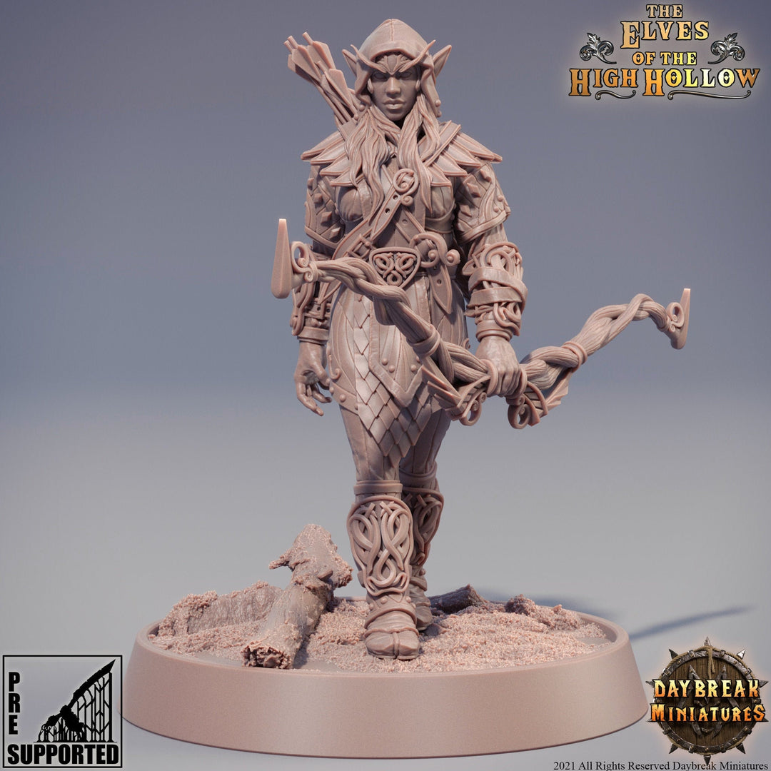 Female Wood Elf Ranger Archer | Elf Fighter | Miniature | 28mm Scale | 32mm Scale | 75mm  | Pathfinder Figure | Elf Figurine unpainted|