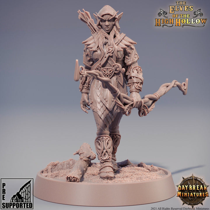 Female Wood Elf Ranger Archer | Elf Fighter | Miniature | 28mm Scale | 32mm Scale | 75mm  | Pathfinder Figure | Elf Figurine unpainted|