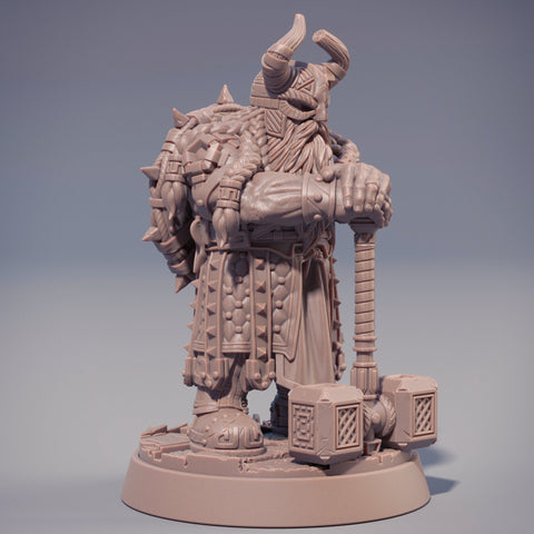 Dwarf Fighter | Dwarf | Hammer & Shield | Dungeons and Dragons | 28mm, 32mm and 75mm Scale| Pathfinder | Figure for Painting