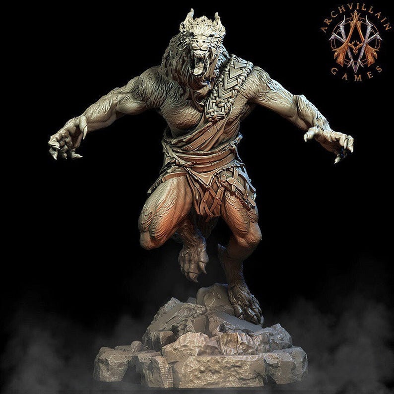 Werewolf | 65mm | Archvillain Games | 3d printed | Collector| Figure for painting |