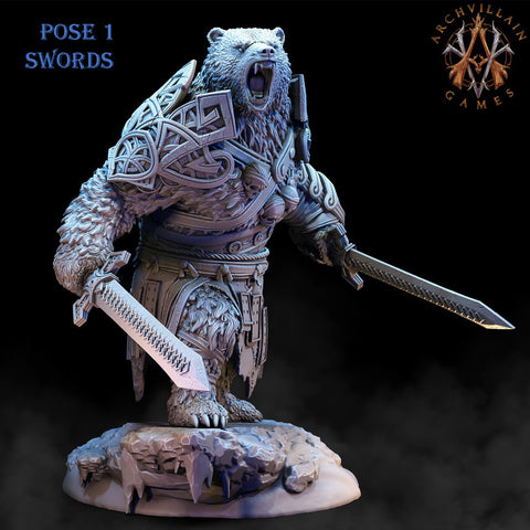 BearFolk Werebear Monk | Available in 28mm,32mm,50mm,75mm Scales |Archvillain Games | Dungeons and Dragons |  Pathfinder |