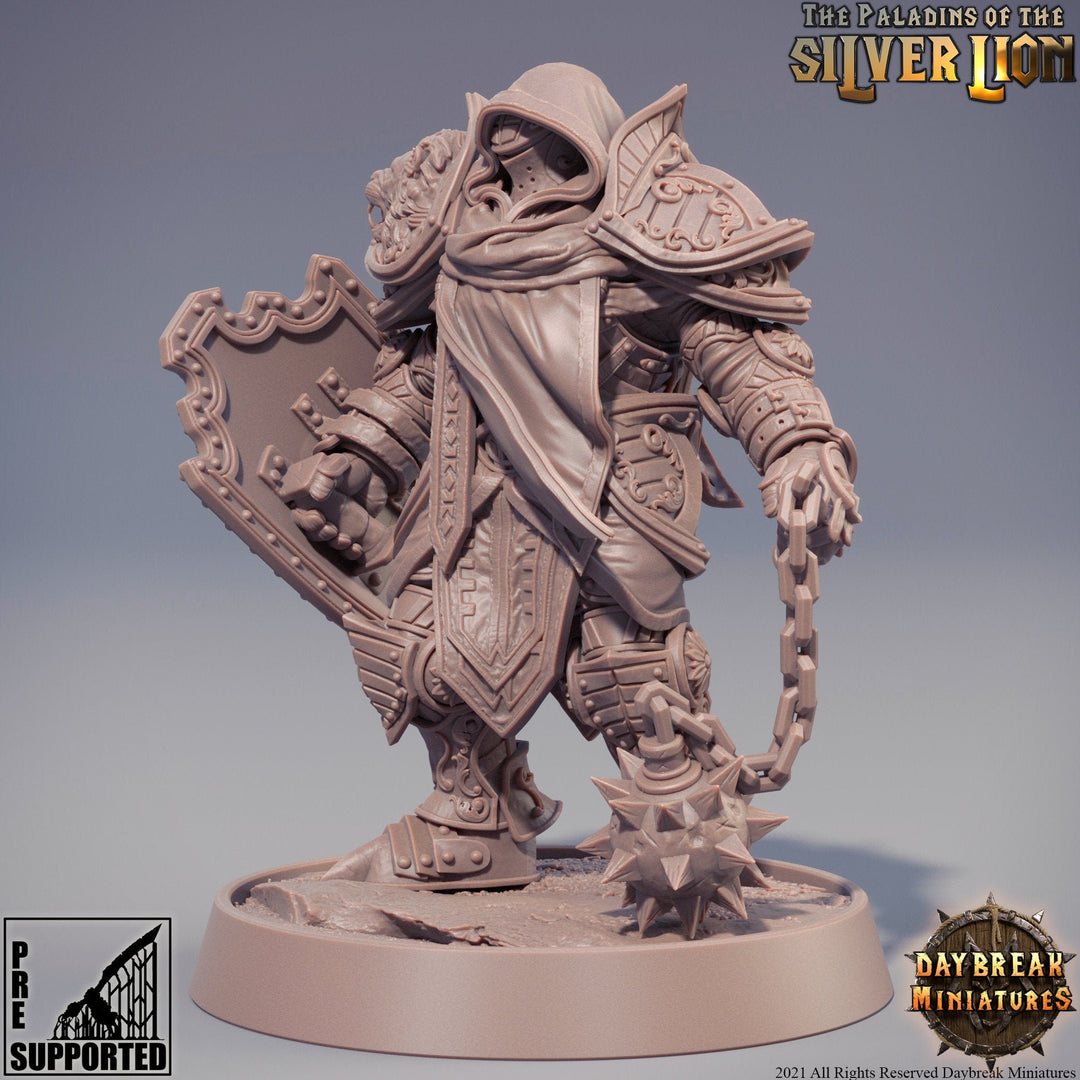 Paladin | Knight Templar | Miniature | Heavy Armor | Dungeons and Dragons | 28mm, 32mm,75mm Scales | Pathfinder | Figure for Painting|
