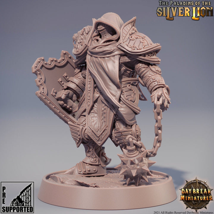 Paladin | Knight Templar | Miniature | Heavy Armor | Dungeons and Dragons | 28mm, 32mm,75mm Scales | Pathfinder | Figure for Painting|