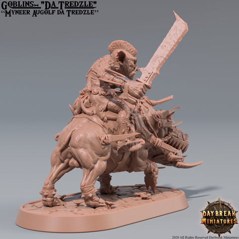 Goblin mounted on Boar | DnD Miniatures | Dungeons and Dragons | 28mm, 32mm, 75mm scale| Pathfinder | Figure for Painting| Gloomspite Glitz