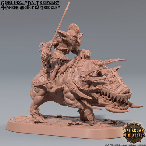 Goblin mounted on Boar | DnD Miniatures | Dungeons and Dragons | 28mm, 32mm, 75mm scale| Pathfinder | Figure for Painting| Gloomspite Glitz