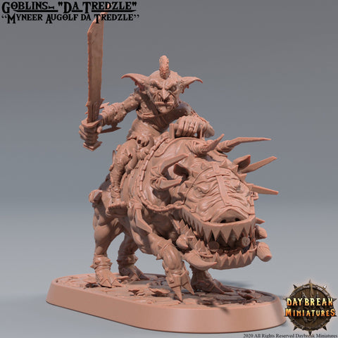 Goblin mounted on Boar | DnD Miniatures | Dungeons and Dragons | 28mm, 32mm, 75mm scale| Pathfinder | Figure for Painting| Gloomspite Glitz