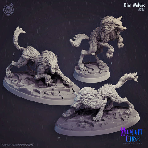 Dire Wolves - | 28mm and 32mm Scale | Animal Monster Miniature | Dungeons and Dragons | Pathfinder Miniatures | Figurine | DnD Wolf mini |