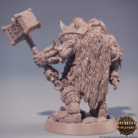 Orc War Chief | Orc barbarian | 2 warhamers| Mini | Megaboss | Dungeons and Dragons | 28mm | 32mm | 75mm tall Pathfinder | Barbarian orc