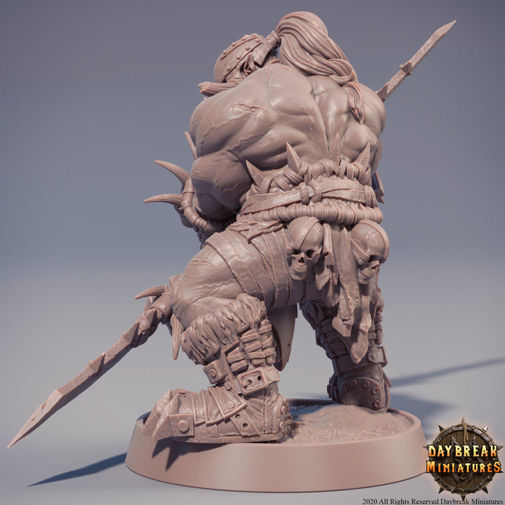 Orc War Chief | Orc barbarian | Polearm master | Megaboss | Dungeons and Dragons | 28mm | 32mm | 75mm Tall  Pathfinder | Barbarian|