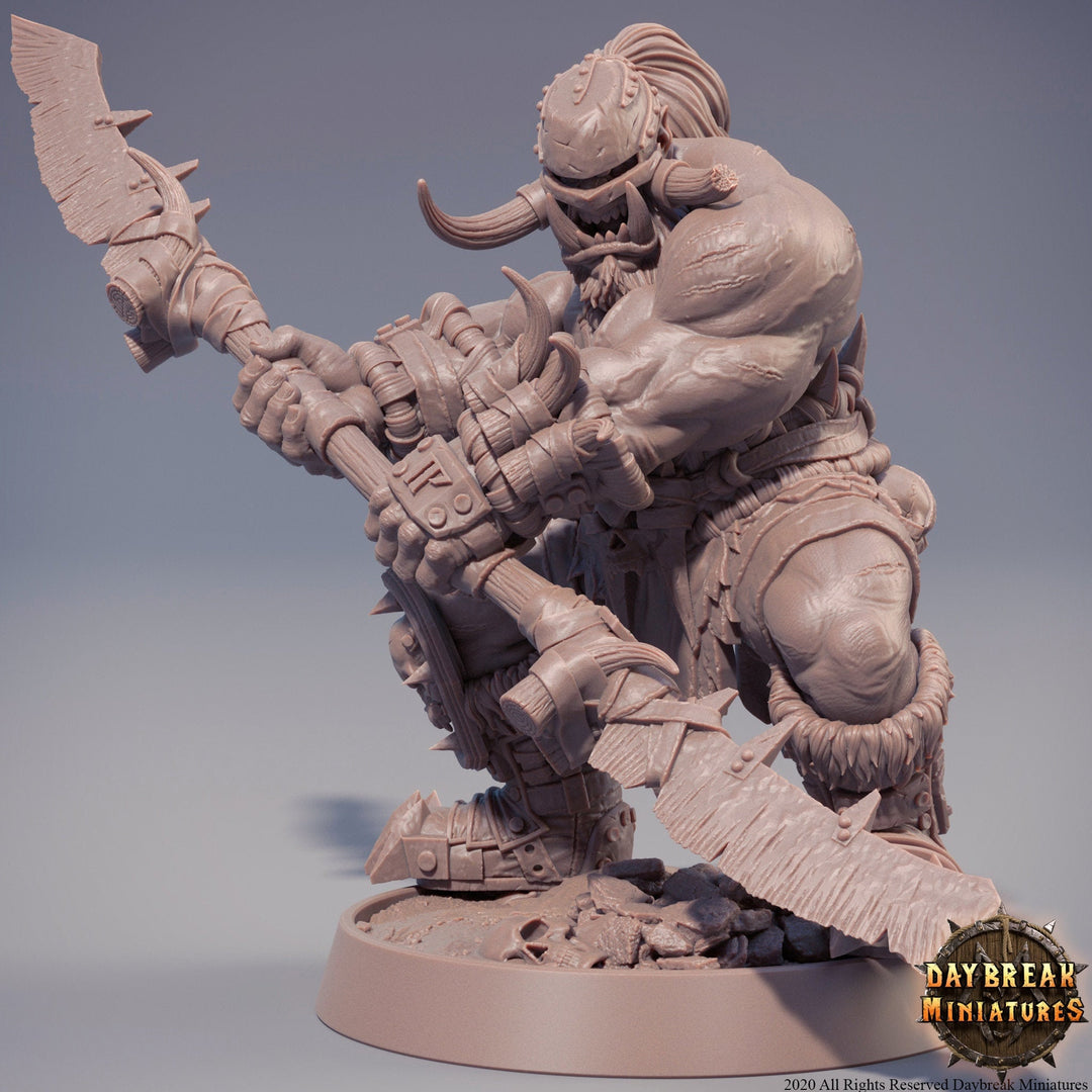Orc War Chief | Orc barbarian | Polearm master | Megaboss | Dungeons and Dragons | 28mm | 32mm | 75mm Tall  Pathfinder | Barbarian|