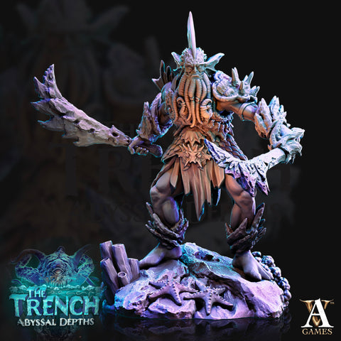 Triton - Character Race  | Resin Miniature | Dungeons and Dragons Miniatures | Pathfinder Miniatures | DnD 5e | Underwater | Triton Fighter