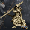 Human Mage Fighting w/ Staff and Walking | Miniature | 28mm Scale | 32mm Scale | Pathfinder Figure | DnD | Human Wizard Figurine unpainted |