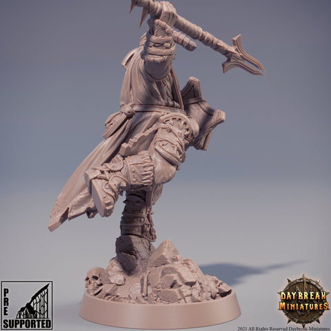 Evil Fighter Spear and Shield | Blood Warriors | 28mm, 32mm, 75mm | Miniature | Dungeons and Dragons | Pathfinder | DnD