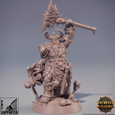Evil Fighter Mace and Shield | Blood Warriors | 28mm, 32mm, 75mm | Miniature | Dungeons and Dragons | Pathfinder | DnD