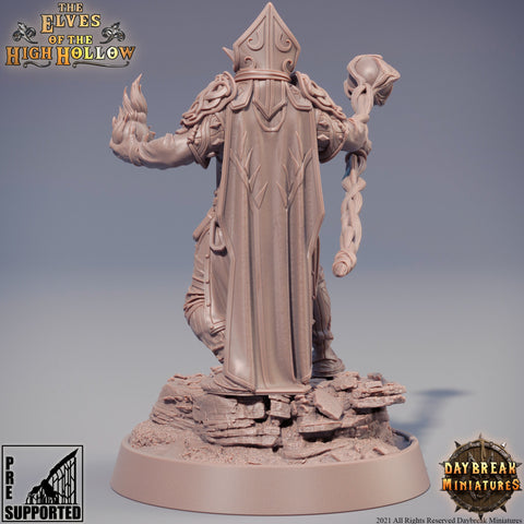 Wood Elf Wizard | Elf Druid | Miniature | 28mm Scale | 32mm Scale | 75mm Scale | Pathfinder Figure | DnD | Elf Figurine unpainted|