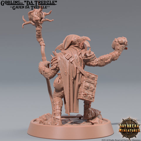Goblin Wizard Shaman | Miniatures | Dungeons and Dragons | 28mm, 32mm, 75mm scale| Pathfinder | Figure for Painting| Skragrott the Loonking