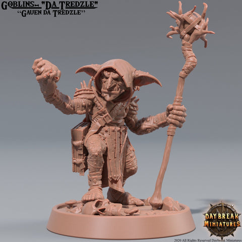 Goblin Wizard Shaman | Miniatures | Dungeons and Dragons | 28mm, 32mm, 75mm scale| Pathfinder | Figure for Painting| Skragrott the Loonking