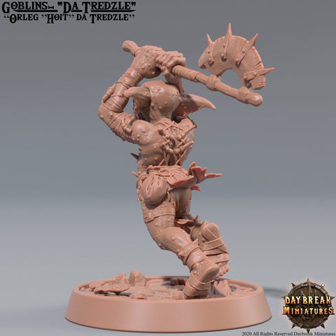 Goblin Axe Warrior | DnD Miniatures | Dungeons and Dragons | 28mm, 32mm, 75mm scale| Pathfinder | Figure for Painting| Gloomspite Glitz