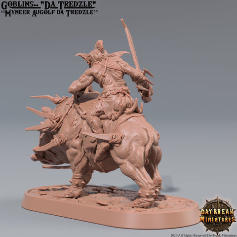 Goblin mounted on Boar | DnD Miniatures | Dungeons and Dragons | 28mm, 32mm, 75mm scale| Pathfinder | Figure for Painting| Gloomspite Glitz
