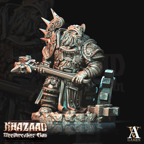 Dwarf Fighter Cleric Mace Resin Miniatures | Dungeons and Dragons | 28mm, 32mm, 75mm | Pathfinder | Figure for Painting
