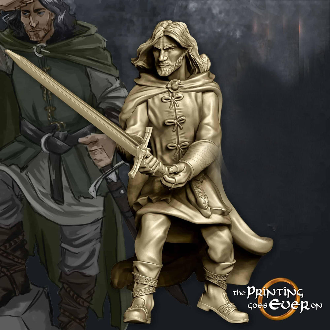 Human Ranger Fighter | Miniature | 28mm Scale | 32mm Scale | Pathfinder Figure | DnD | Human Ranger Figurine unpainted |