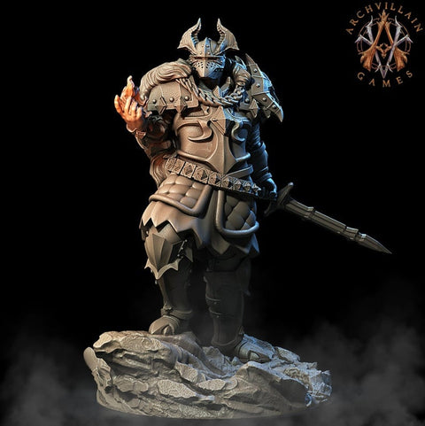Tiefling Eldritch Knight Fighter Miniature | 28mm, 32mm, 75mm Scales | Dungeons and Dragons | Pathfinder | Figure for Painting |