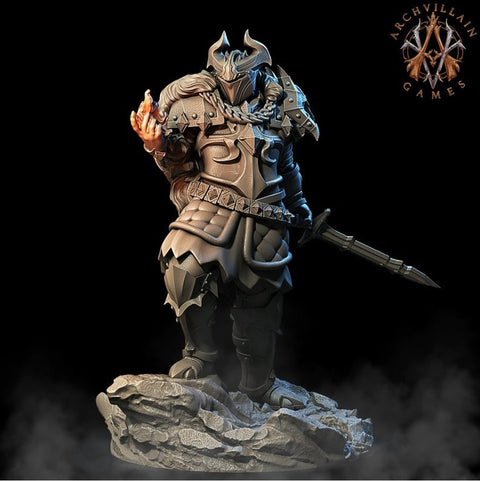 Tiefling Eldritch Knight Fighter Miniature | 28mm, 32mm, 75mm Scales | Dungeons and Dragons | Pathfinder | Figure for Painting |