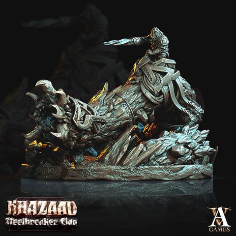 Dwarf Fighter Mounted on Gargantuan Worm | 70mm, Scale 28mm/32mm | Resin Miniature | Dungeons and Dragons Pathfinder |