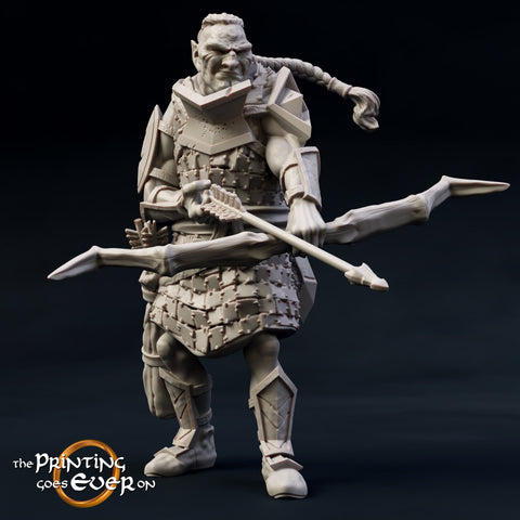 Half-Orc Fighter Ranger Miniature | 28mm Scale | 32mm Scale | 75mm Scale Pathfinder Figure | DnD | Half-orc Warrior Figurine unpainted |