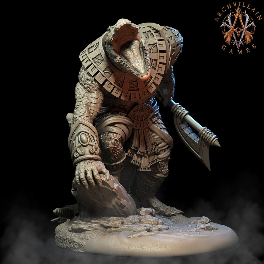 Lizardfolk Crocodilian Lizardman | 32mm scale 60mm | 28mm scale 55mm | Dungeons and Dragons Resin miniature | 3d printed |Unpainted Figure |