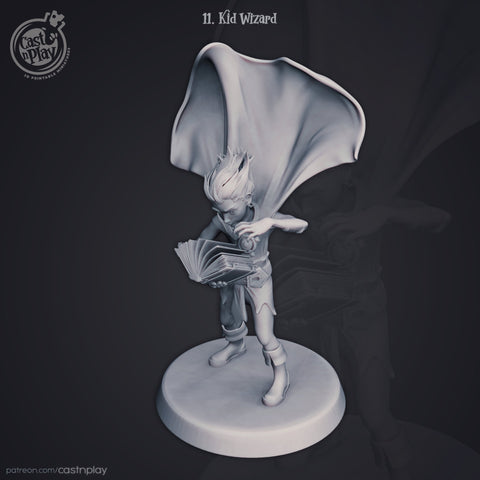 Kid Human Wizard Miniatures | Spell Caster | Dungeons and Dragons | 28mm, 32mm, 75mm | Pathfinder | Unpainted | Nolzur’s Marvelous
