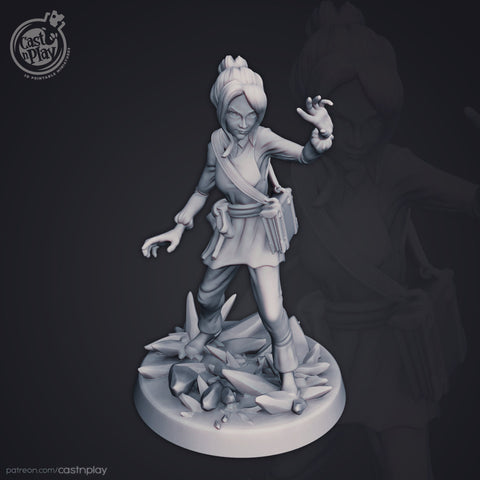 Female young Human Wizard Miniatures | Spell Caster | Dungeons and Dragons | 28mm, 32mm, 75mm | Pathfinder | Unpainted | Nolzur’s Marvelous