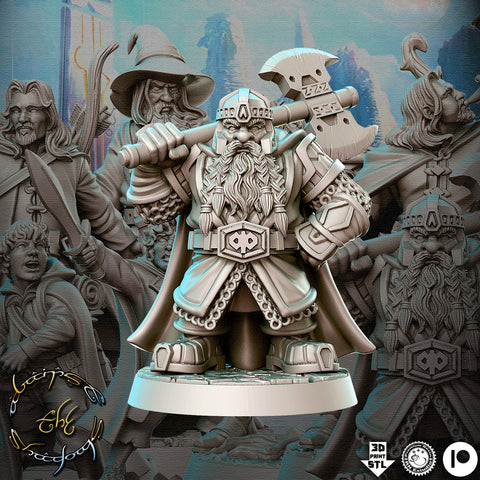 Fighter Dwarf Miniatures| Dungeons and Dragons | 28mm, 32mm, 75mm Scales| Pathfinder | Resin Figure for Painting |