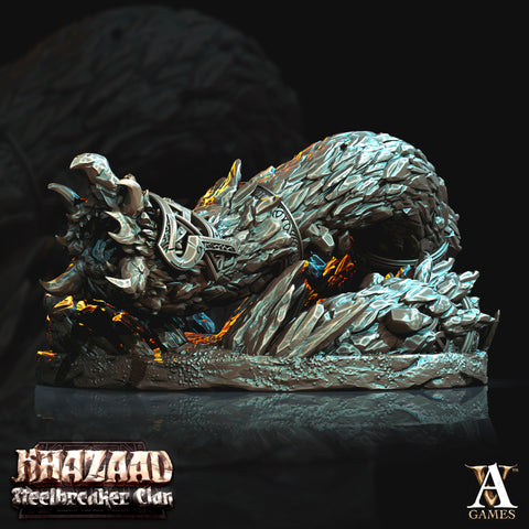 Dwarf Fighter Mounted on Gargantuan Worm | 70mm, Scale 28mm/32mm | Resin Miniature | Dungeons and Dragons Pathfinder |