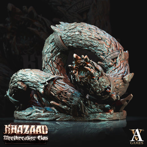 Dwarf Fighter Mounted on Gargantuan Worm | 110mm, Scale 28mm/32mm | Resin Miniature | Dungeons and Dragons Pathfinder 