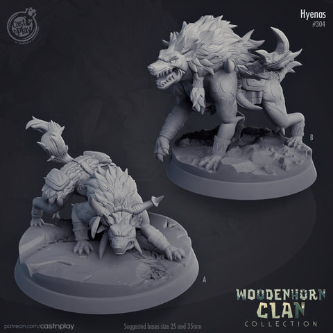 Hyenas - | 28mm and 32mm Scale | Animal Monster Miniature | Dungeons and Dragons | Pathfinder Miniatures | Figurine | DnD Wolf mini |